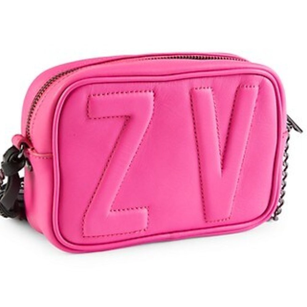 Zadig & Voltaire X-Small Boxy Initials Shoulder Bag Buttery Leather Barbiecore - Picture 4 of 11